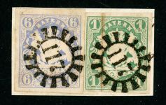 Bayern 16,14b Briefstück 6 Kr. blau mit 1 Kr. dunkelgr