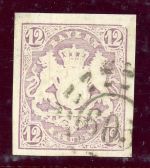Bayern 18II Gestempelt 12 Kr. violett mit Plf. "re. obere Ecke abgeschr