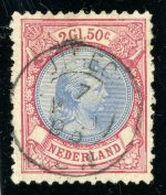 Niederlande 45aA Gestempelt 2, 50 Gld. lilarot, tadellos gestempelt