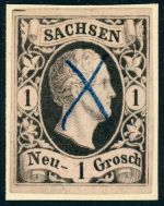 Sachsen 4 Briefstück 1 Ngr. schw./rosa mit li. oben Eckwinkel auf Luxusbfst....