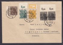 Bizone 1948  Mi. Nr. 36 II, 41 II, 42 II, 45 II  (Band+Netz)  auf Brief