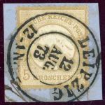 Deutsches Reich 22 Briefstück 5 Gr. graubraun auf Luxusbfst. mit idealem Sac...