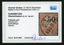 Oberschlesien 12aAFI Gestempelt 50 Pfg. a. 5 Mk. mit inter. Plf. "I statt f i...