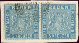 Baden 10a (2) Briefstück 3 Kr. preu