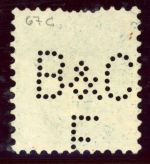 Schweiz 67Lo Gestempelt 25 C. blau mit Firmenlochung B&C E