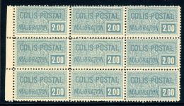 Paketmarken 18 (9) Postfrisch 2 Fr. im tadellos postfr. li. Rand-9erBlock