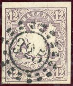Bayern 18 Gestempelt 12 Kr. violett, voll- bis breitrd. Kab-St