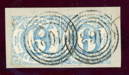 Thurn & Taxis 43 (2) Briefstück 6 Kr. blau im waager. Paar auf Luxusbriefst