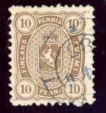 Finnland 15A Gestempelt 10 P. gelblicholivbraun, sauber gest. Kab-St