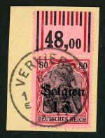 Landespost In Belgien 22W Briefstück 1 Fr. OR Walze 1'4'1/1'5'1 auf Luxusbfst.