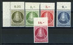 Berlin 82-86OR Postfrisch Glocke rechts, tadellos postfr. Luxus-Oberrandsatz