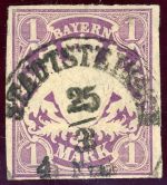 Bayern 30a Gestempelt 1 Mk. lila, Luxusst