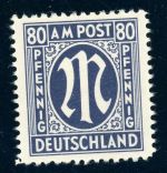 Bizone Am-Post 34B Postfrisch 80 Pfg. gute Zhng., tadellos postfr.