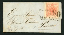 Lombardei Und Venetien 3Y Brief Maschinenpapier, 15 Centes auf Luxus-Minibrief 8