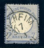 Deutsches Reich 10R Gestempelt 7 Kr. ultramarin