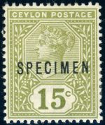 Ceylon 96Sp Ungebraucht mit Falz 15 C. mit Specimenaufdr.