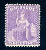 Barbados 27C Ungebraucht mit Falz 3 P. violett, tadellos ungebr.