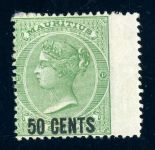 Mauritius 50BR Ungebraucht mit Falz 50 C. a. 1 Sh. gr