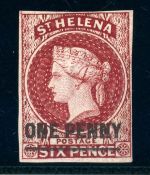 St. Helena 3I Ungebraucht ohne Gummi One Penny a. 6 P. Type I