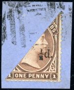 Falklandinseln 7a Briefstück 1/2 p. a. diagonal halbierter re. unterer H