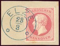 Hannover 23y Briefstück 1 Gr. rosa auf Luxusbfst. mit idealem blauen K2 ELZE