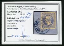 Hannover 24y Briefstück 2 Gr. blau auf Luxusbfst. mit bl. K2 HANNOVER BK