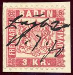 Baden 24 Briefstück 3 Kr. rosa auf Luxusbfst. mit selt. hs. Entwertung 15.7.70