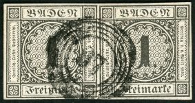 Baden 5 (2) Gestempelt 1 Kr. schw./wei