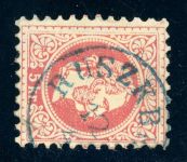 37I Gestempelt RUSZKBERG 12/4, blauer L1 als teil Abschlag a. 5 Kr.