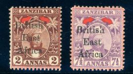 Britisch-Ostafrika 75,78 Ungebraucht mit Falz 2 und 7 1/2 A.