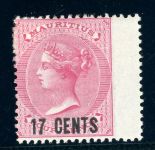 Mauritius 47BR Ungebraucht mit Falz 17 C. a. 4 P. rosa Breitrand rechts