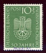Bundesrepublik 163M Postfrisch 10 Pfg. Dt. Museum mit viol. Handstempel Muster