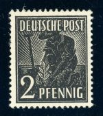 Alliierte Besetzung - Kontrollrat 943Z Postfrisch 2 Pfg. Arbeiter ohne Wz.