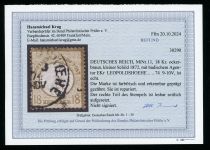 Deutsches Reich 11 Gestempelt 18 Kr. kl. Schild sauberer Agentur-K1 LEOPLDSHOEHE