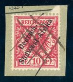 Deutsch-SãDwestafrika 3 Briefstück 10 Pfg. a. Kab-Bfst. mit Federzug Entw...