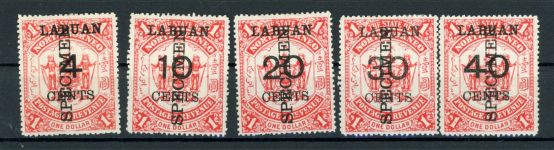 Labuan 56-60Sp. Ungebraucht mit Falz 5 Aufdruckwerte mit Specimenaufdr.