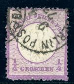Deutsches Reich 1R Gestempelt 1/4 Gr. violett mit stark rauer Z