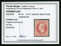 Hannover 14dII Ungebraucht mit Falz 1 Gr. weinrot feiner Druck