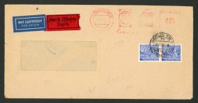 Berlin 51 (2) 30 Pfg. im waager. Paar a. Fensterumschlag mit 25 Pfg. AFS als ...