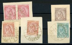 Albanien 29 (2),30,31 (2),34 Briefstück 5 Kab-Bfste. mit seltenem Goldstempel