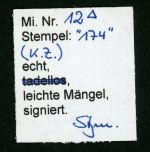 Baden 12 Briefstück 9 Kr. karmin a. Bfst. mit idealem NS 174