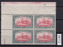 Kolonien Dt. Südwestafrika 1906, Mich.-Nr.: 32 B **  Eckrand  4er-Block geprüft Attest