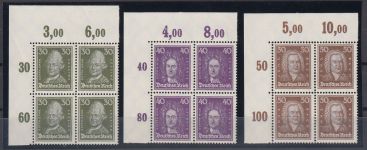 DR 1926, Mich.-Nr.: 385-397 ** Eckrand 4er.-Block  LUXUS geprüft Attest