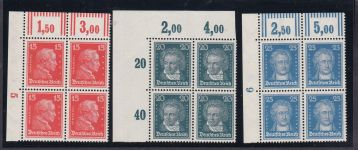 DR 1926, Mich.-Nr.: 385-397 ** Eckrand 4er.-Block  LUXUS geprüft Attest
