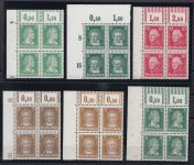 DR 1926, Mich.-Nr.: 385-397 ** Eckrand 4er.-Block  LUXUS geprüft Attest