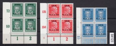 DR 1927, Mich.-Nr.: 407-09 ** ECKRAND  4er-block geprüft  Attest