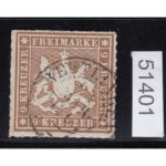 AD Württemberg 1865, Mich.-Nr.: 33 a gestempelt geprüft