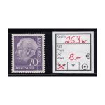 Bund 1957, Mich.-Nr.:R 263 xw **   (glatter gummi)