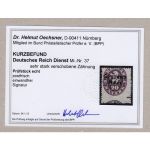 DR Dienst 1875, Mich.-Nr.:D 37 ** stark verzähnt  geprüft/Befund