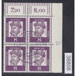 Bund 1961, Mich.-Nr.: 349x gestempelt + gummi  Eckrand DZ 12   4er-block